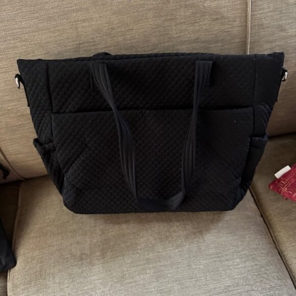 Vera Bradley Microfiber Large Baby Diaper Bag Black Stroller Straps ChangingPad - Picture 4 of 8